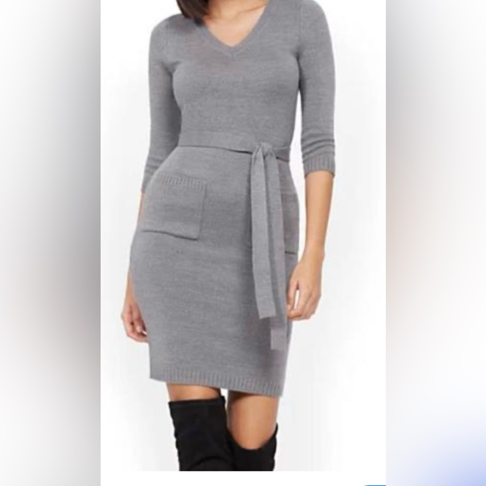 New York & Company Gray Long Sleeve Dress. NWT
